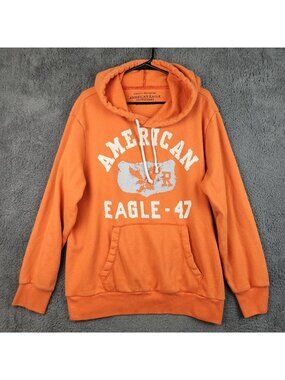 Y2K American Eagle Hoodie Mens Extra Large Athletic Fit Grunge Heavy Hood Preppy